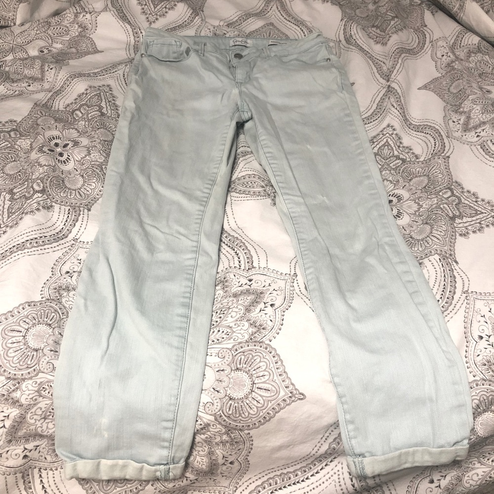 Jessica Simpson Lightly Distressed Rolled Crop Jeans